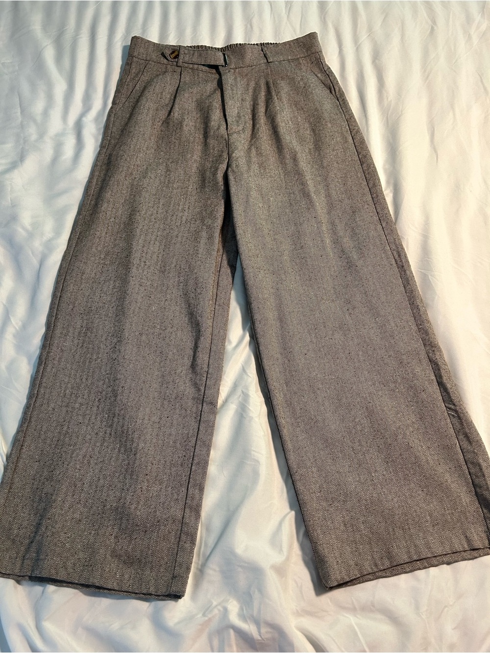 Wide-Leg Tweed Dress Pants